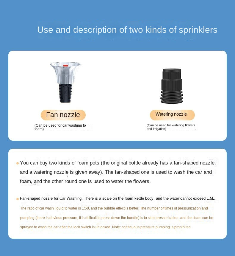 2L Hand Pump Foam Sprayer – 3 Nozzle Car Wash & Window Cleaning Bottle
