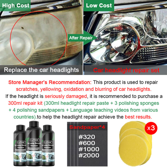 Headlight Restoration Kit – Scratch & Oxidation Remover Polish